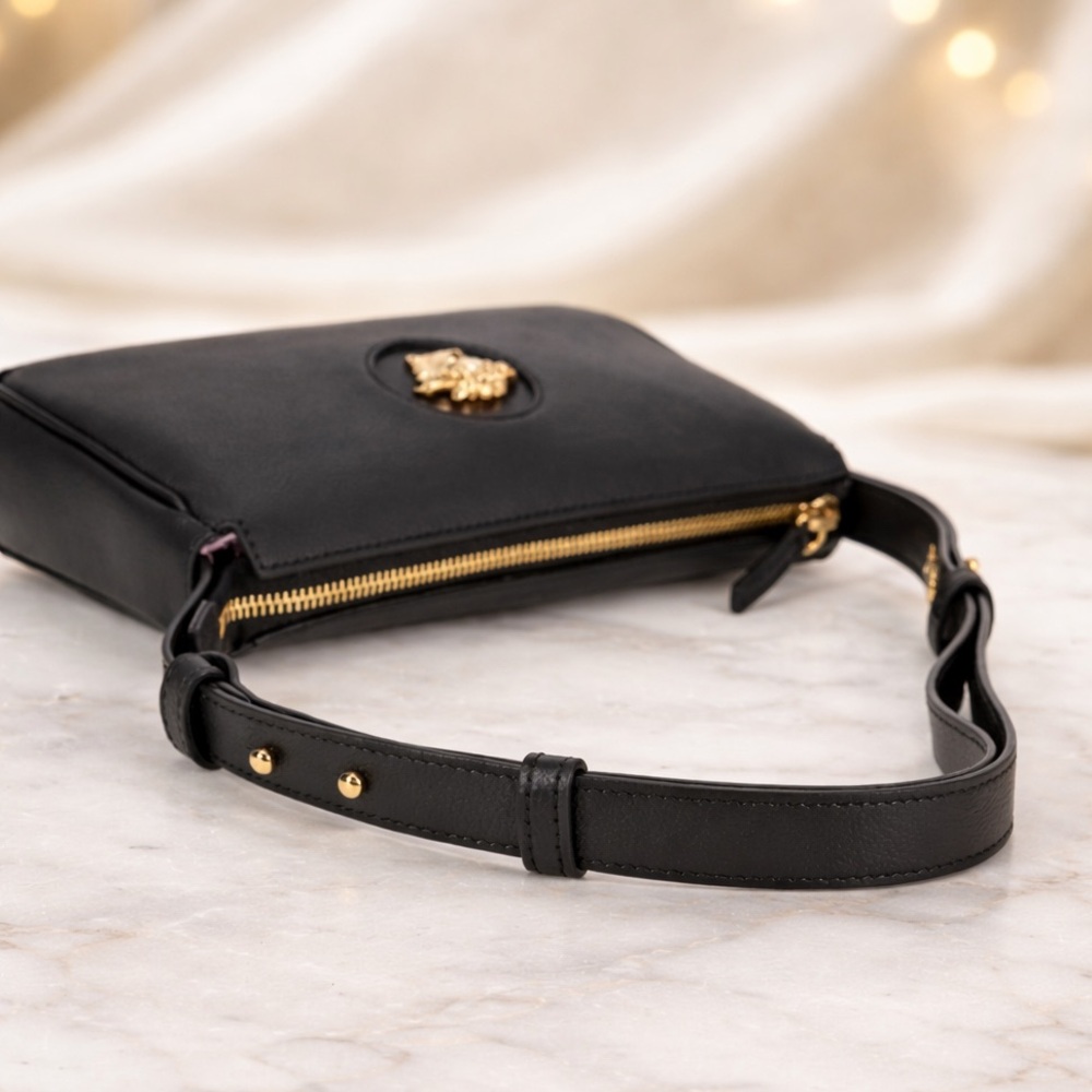 Versace Grained Calfskin Leather Shoulder Bag with Gold Medusa - Picture 5 of 17